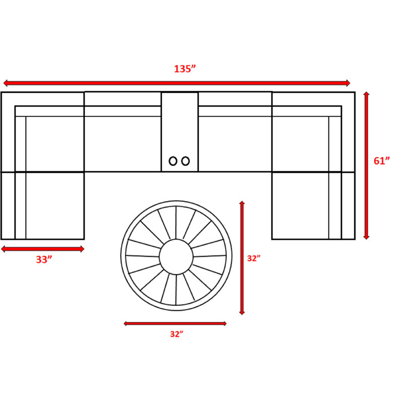 Ensemble de conversation modulaire avec coussins Sunbrella 8 pièces Alieyah
