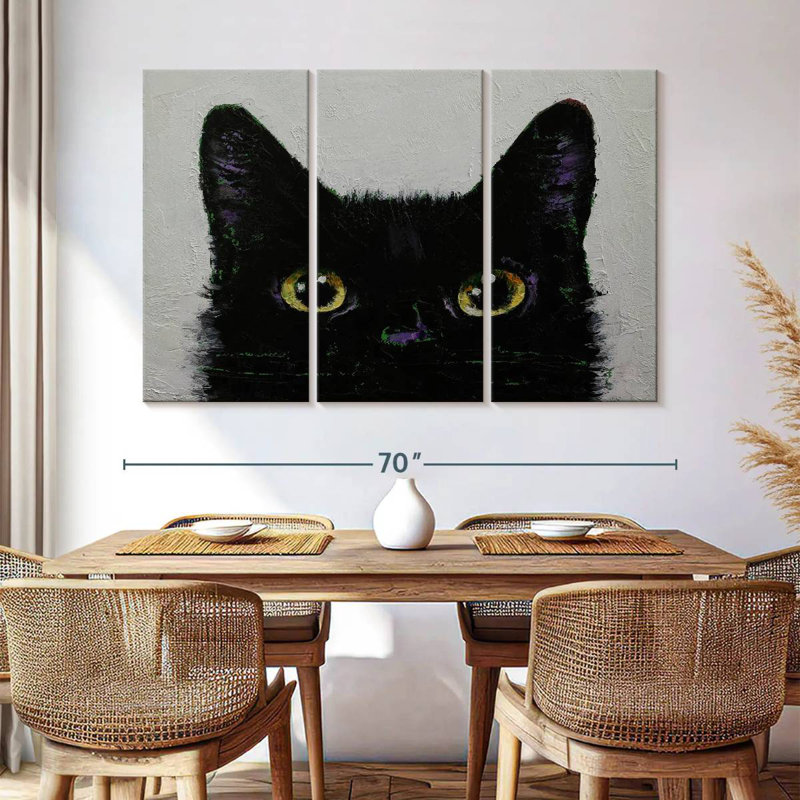 Black Cat Peeking, 42" H x 65" W