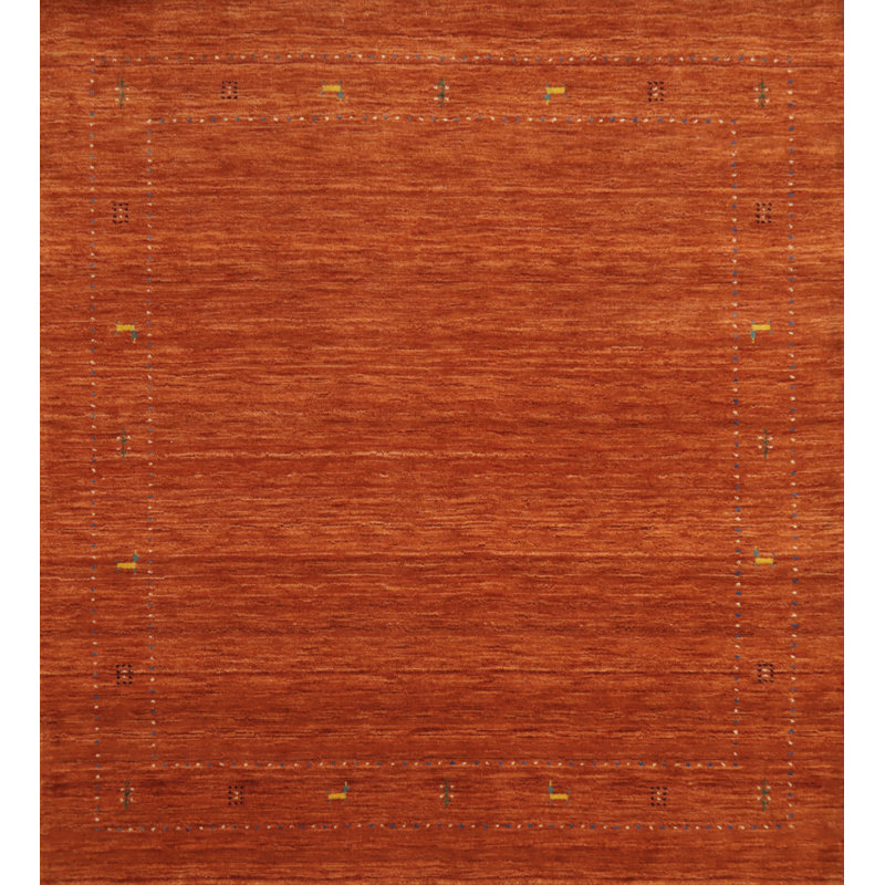 Tapis carré indien carré orange 6x6
