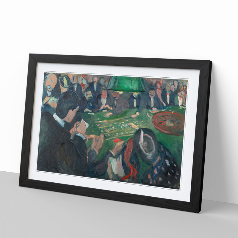 At the Roulette Table by Edvard Munch - Picture Frame Painting, 36cm H x 48cm W x 2cm D, Black Framed