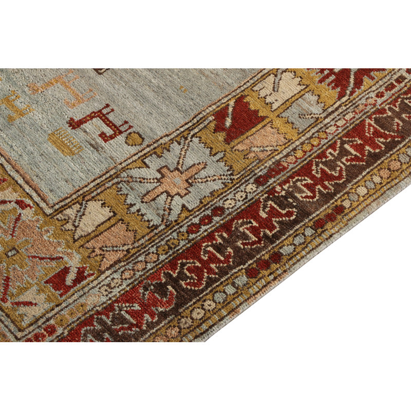 Rug & Kilim’S Tribal Rug In Blue And Red Medallion Pattern, Runner 3' x 12'