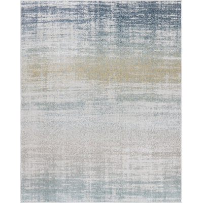 Machine Washable Nash Ivory/Blue Rug