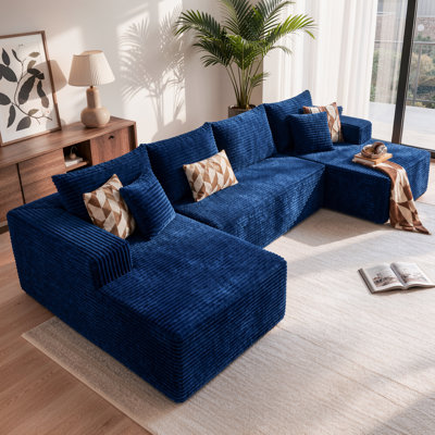 Canapé modulaire en forme de U de 134 po avec méridienne double et canapé rembourré désossé pour le salon ou la chambre à coucher