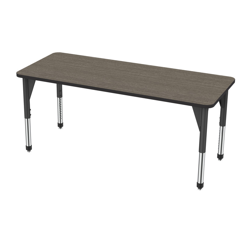 Table d'activité rectangulaire à hauteur réglable Premier Series, H 31 po x L 72 po x l 30 po, Noir, Chêne Promenade