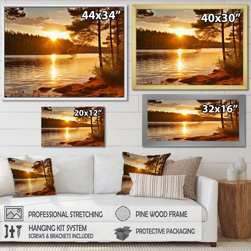 «Horizon's Embrace», reproduction sur toile, Cadre simple argenté, H 24 po x l 32 po x P 1 po
