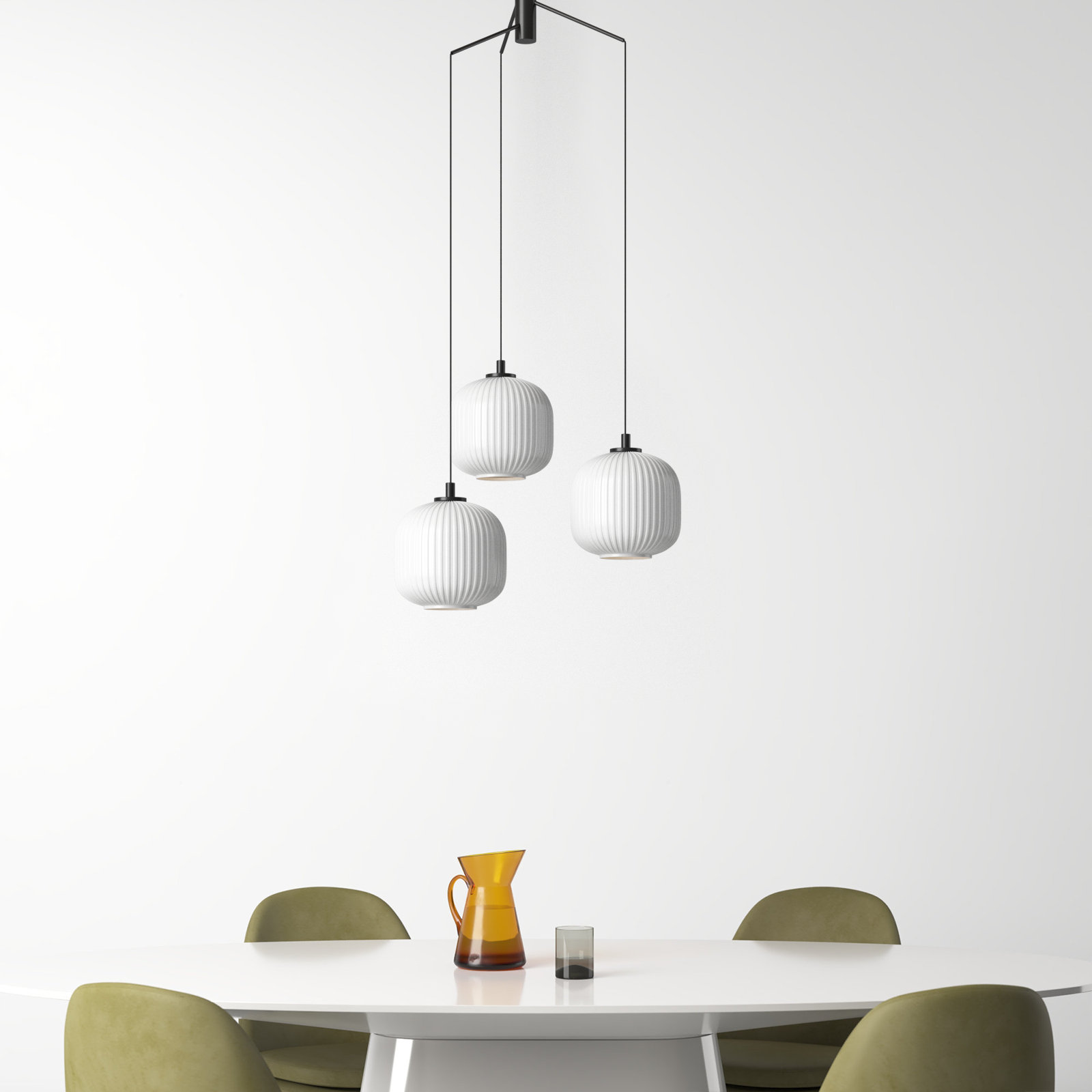 Paka 3 Light Glass Dimmable Pendant