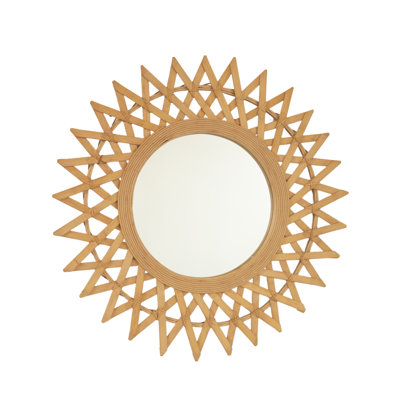 24'' Solana Bamboo Wall Mirror - Handcrafted Irregular Circle Mirror with Hemp Accents for Bathroom, Bedroom & Living Room Decor