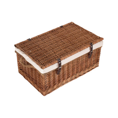 Double Steamed Rope Handled Wicker Storage Trunk