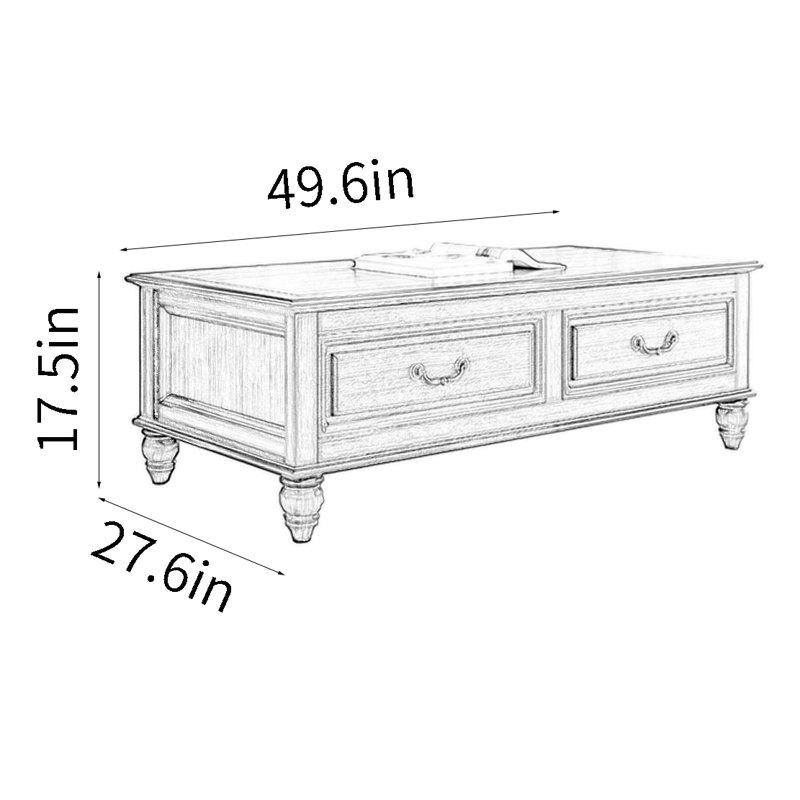 Table basse américaine simple, Marron clair, H 17,5 po x L 49,6 po x l 27,6 po
