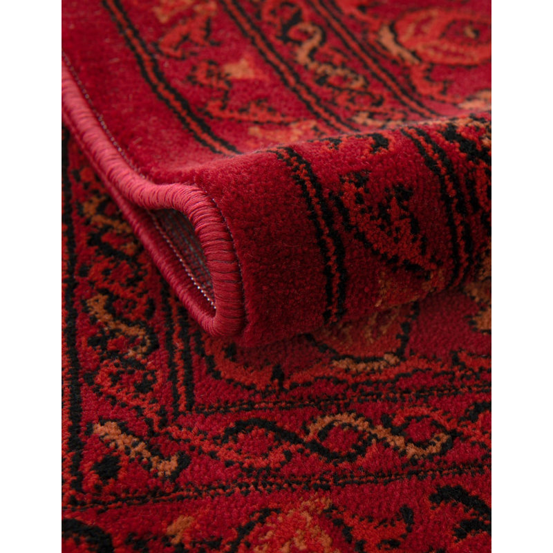 Amro Oriental Deep Red Area Rug, Rectangle 3'1" x 5'3"