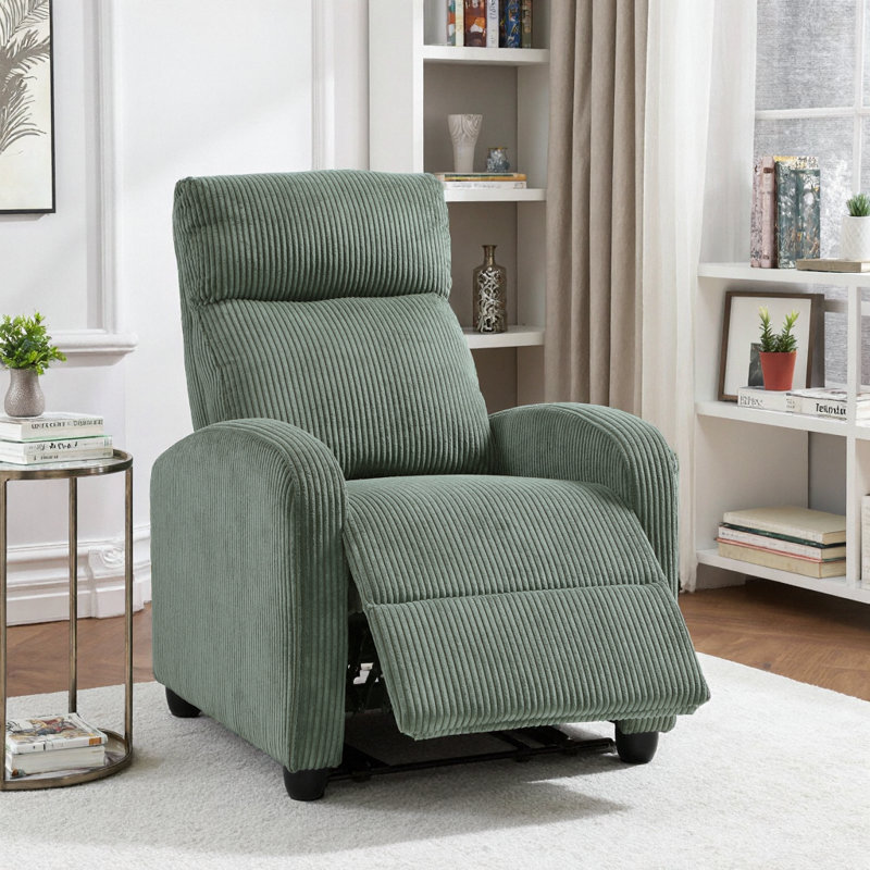 Effortless Comfort Push Back Recliner Chair with Plush Corduroy Upholstery & Solid Wood Frame – Modern Self-Reclining Living Room Essential
