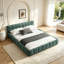 Cadre de lit rembourré Queen Size avec tissu chenille épais, soutien solide et tête de lit élégante, aucun sommier requis-2140624109