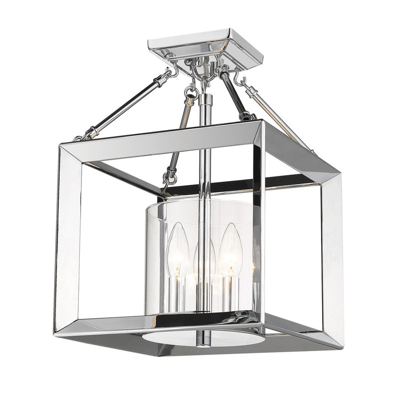 Averee 3 - Light Lantern Pendant, Clear Glass, Chrome