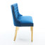 Banc de salle à manger 2 places en velours bleu de style Mid-Century Modern, orné de boutons faits à la main et offrant une assise confortable.