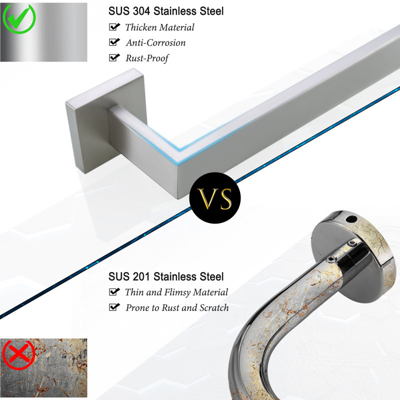 Barre à serviettes murale 23,6 po, Nickel brossé