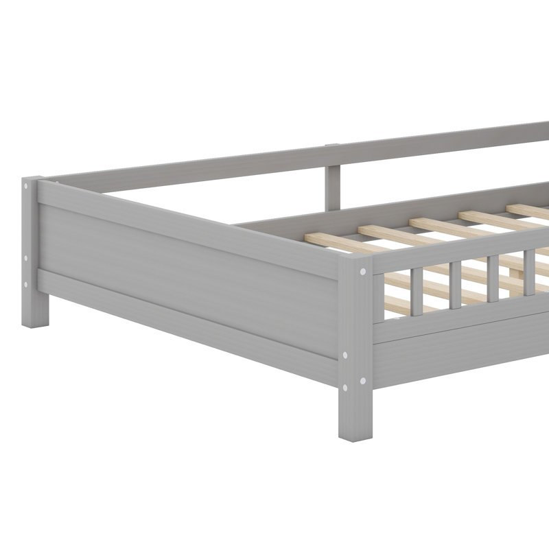 Lit plateforme en bois avec lumière DEL intégrée, tête de lit Breighlyn, Gris