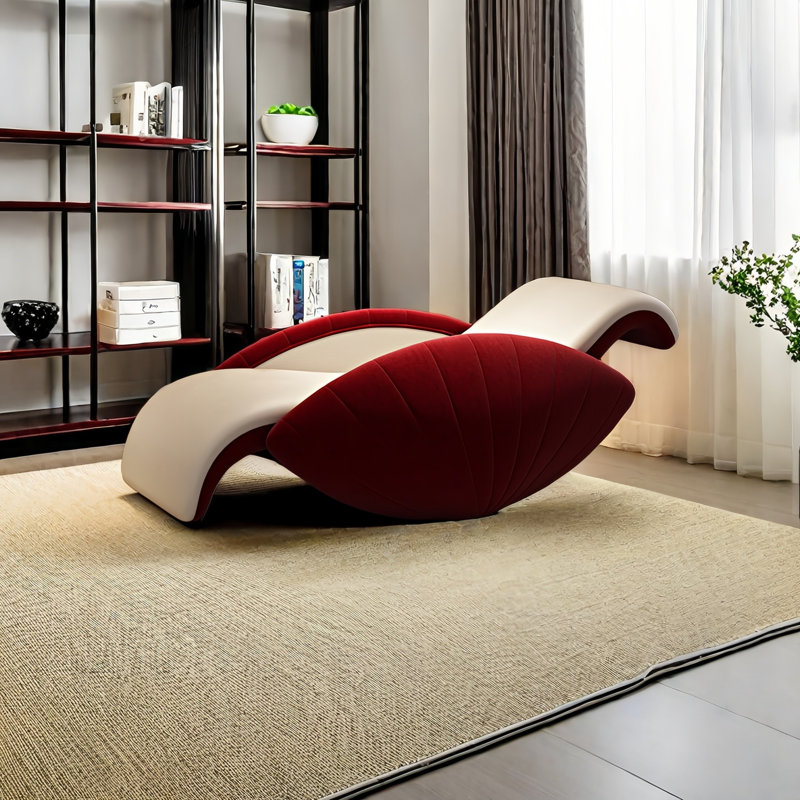 Chaise berçante moderne rembourrée, Blanc / rouge