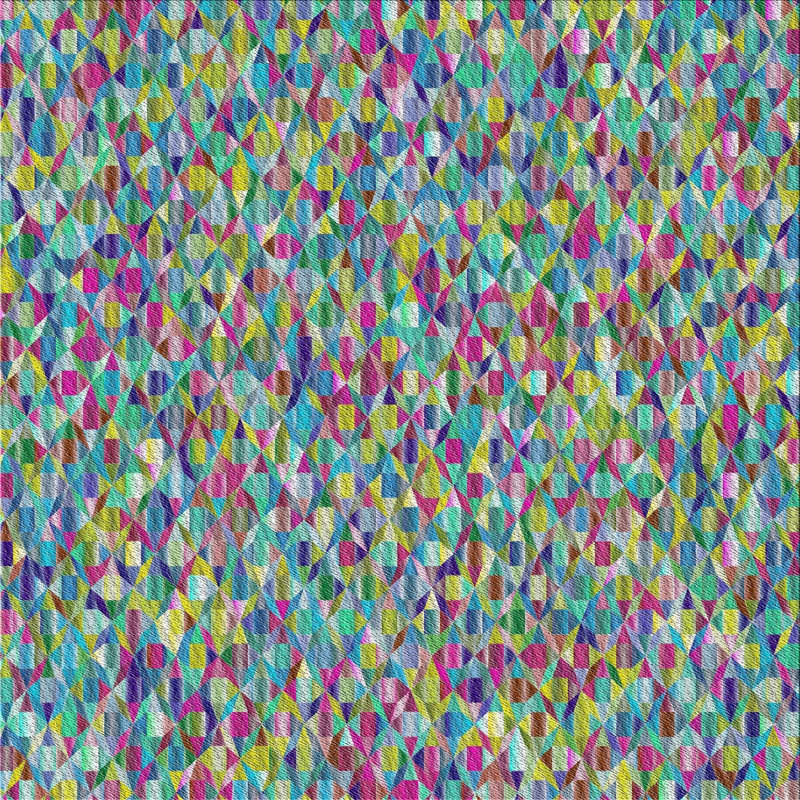 Tapis jaune/bleu/orange à motifs, Carré 7 pi