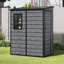 Dark grey wood grain plastic tool shed