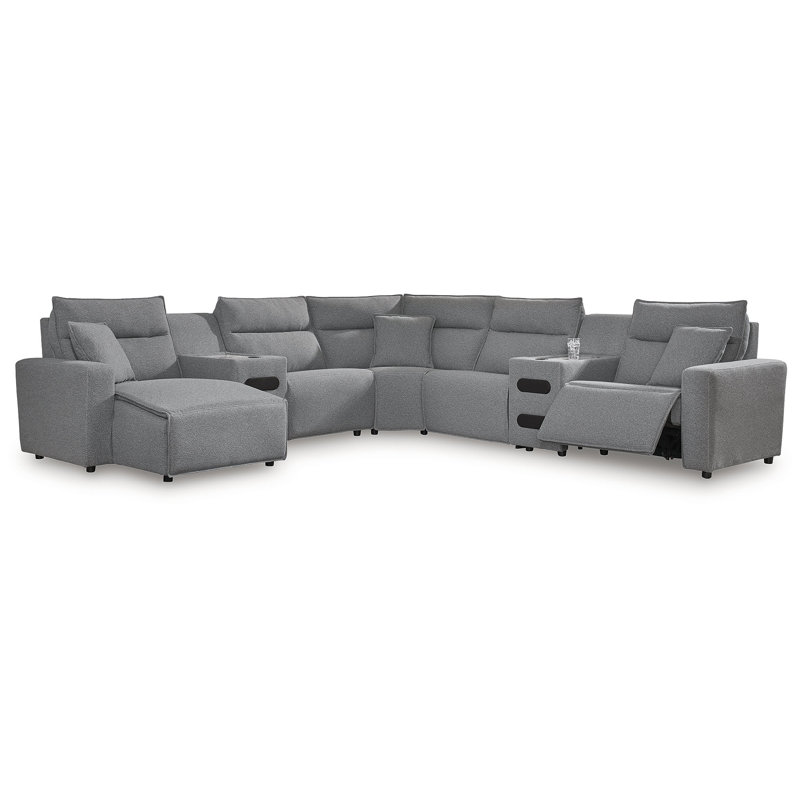 Canapé modulaire inclinable électrique avec méridienne 7 pièces Depew, Orienté à gauche (vu de face)