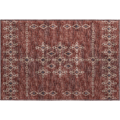 Premium Machine Washable Alliah AMF109 Paprika Rug
