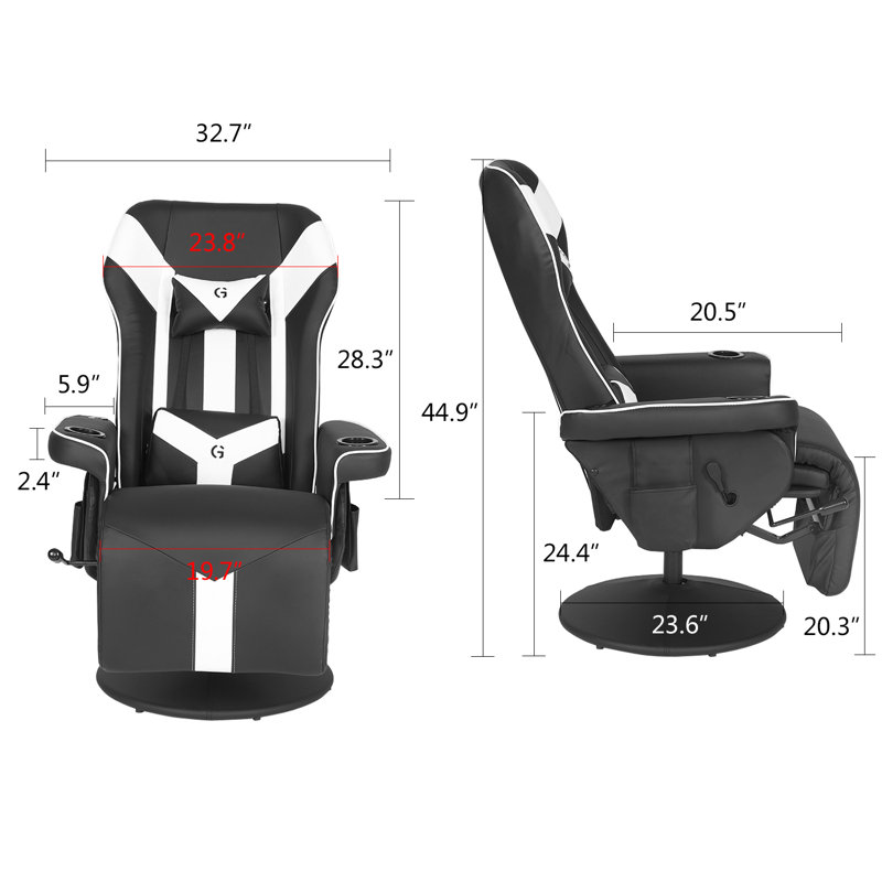 Fauteuil inclinable de jeu vidéo King Throne, Noir / blanc