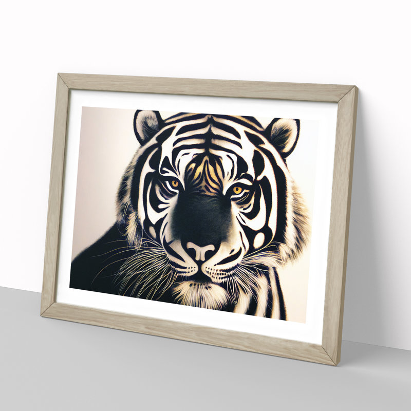 Tiger Vol.3 1 Piece Single Picture Frame Wall Art, 34cm H x 46cm W x 2cm D, Oak Framed
