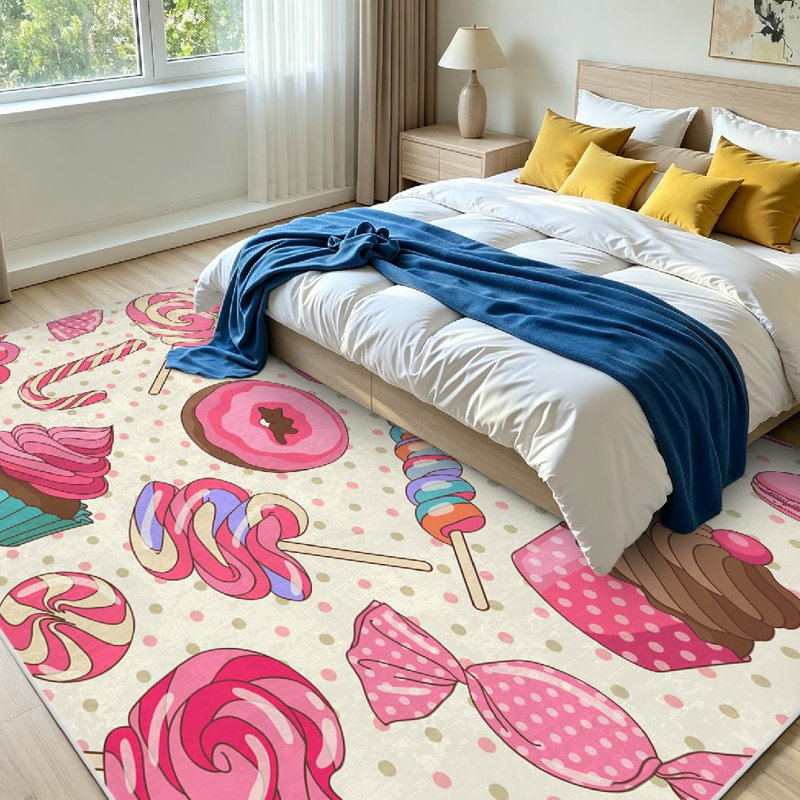Tapis jaune bonbon délavé à la machine, Rectangle 71 po x 98 po