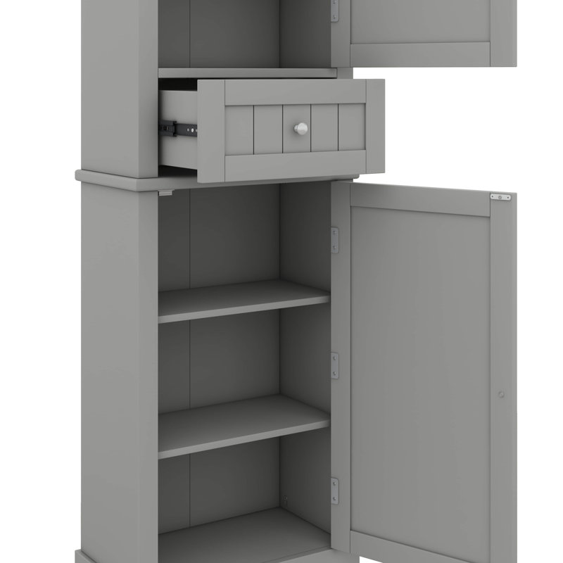 Tall Bathroom Storage Cabinet Freestanding With Drawer Adjustable Shelf, Gray