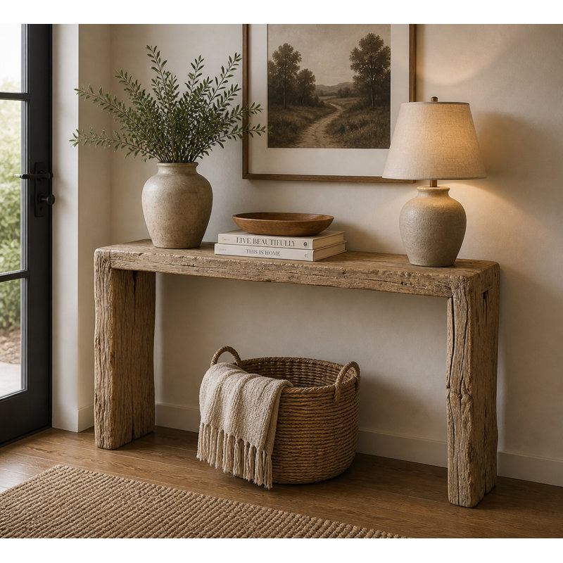 Console rétro Vintage Waterfall 5-5,5 pi de long naturel vieilli (taille et couleur varient)