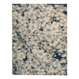 White Blue Contemporary Wool Silk Blend Rug - 8' x 10'