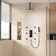 3-Function Luxury Ceiling Mount 12 Inch LED Thermostatic Shower System with 6 Body Jets