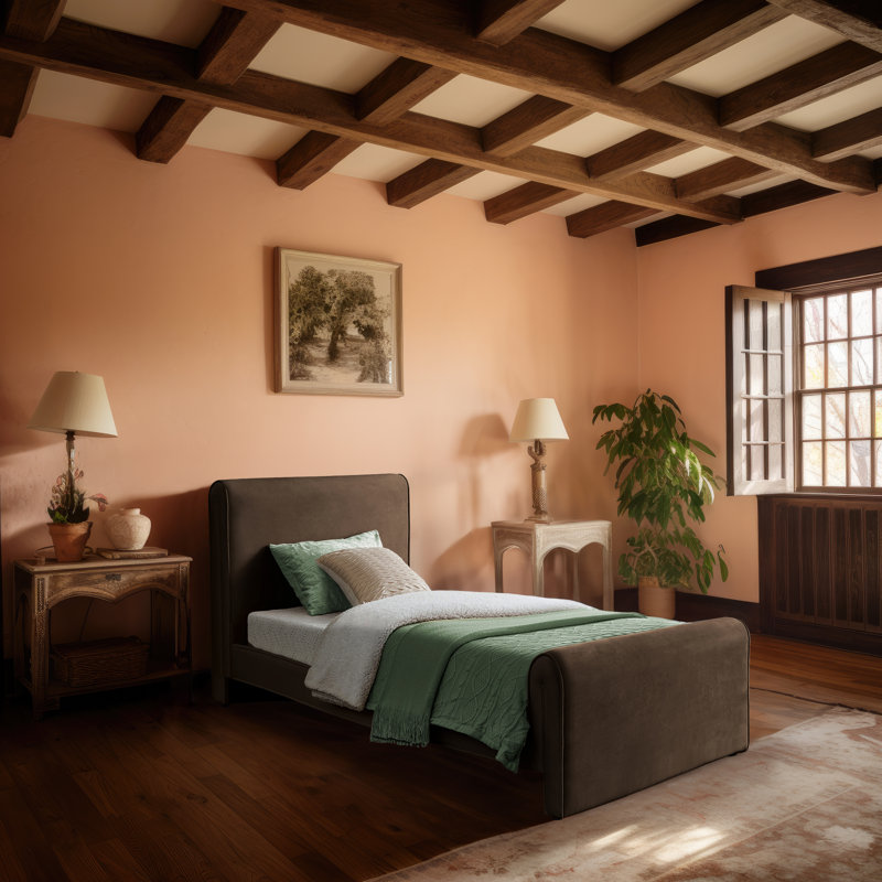 Lit plateforme tapissier Sloan Sadete, Velours brun, Lit simple