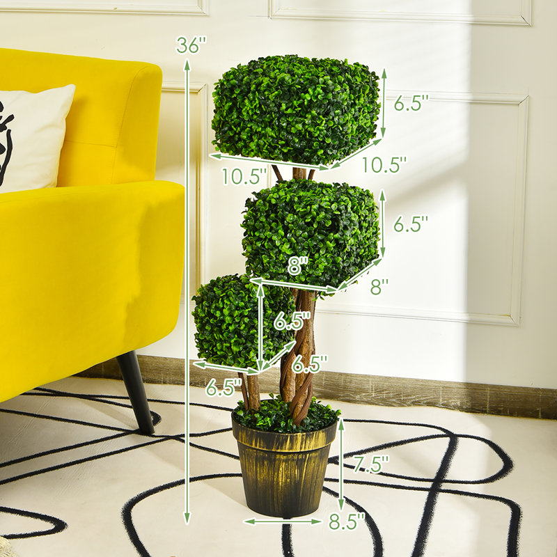 Décoration d'intérieur d'extérieur en topiaire artificiel 36 po Primrue, H 36 po x l 13,5 po x P 13,5 po, 1