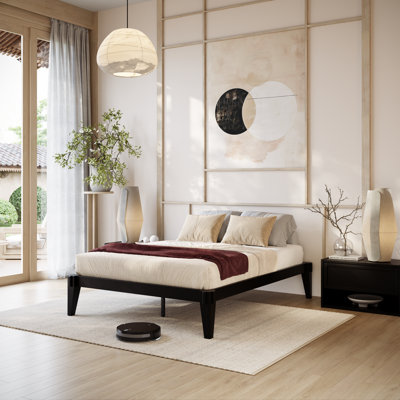 Jamerian Solid Wood Platform Bed Frame Without Headboard, Modern Bed