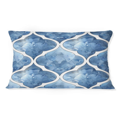 Coussin lombaire moderne bleu et blanc Modern Trellis II