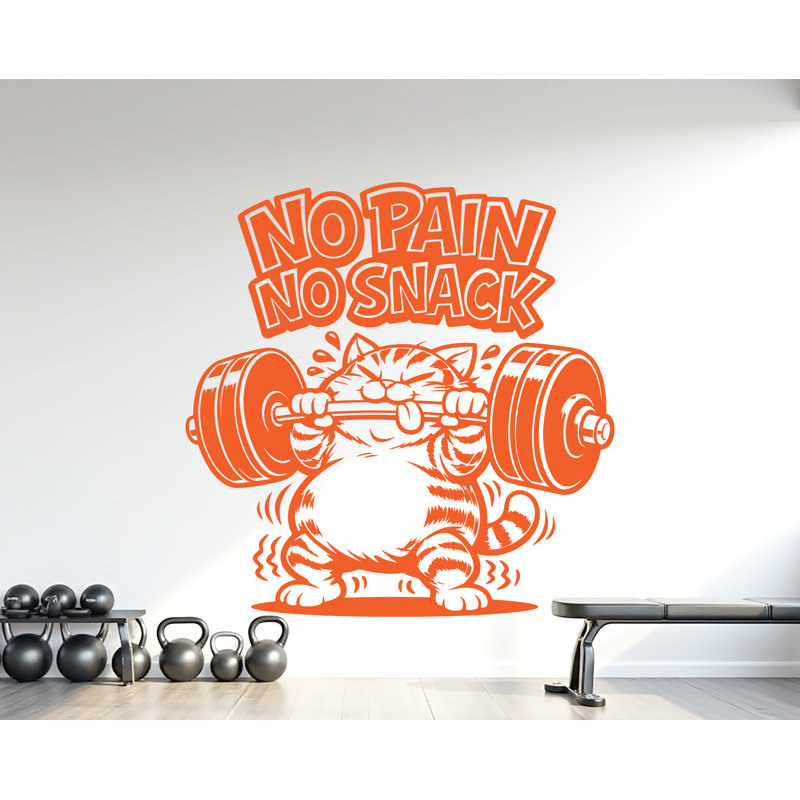 Adhésif décoratif rigolo pour chat et gymnase No Pain No Snack, 17x17 inches, Teal