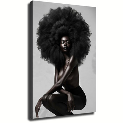 A sexy woman with an afro Canvas Wall Art Framed Ready to Hang Living Room Bedroom Home Decor
