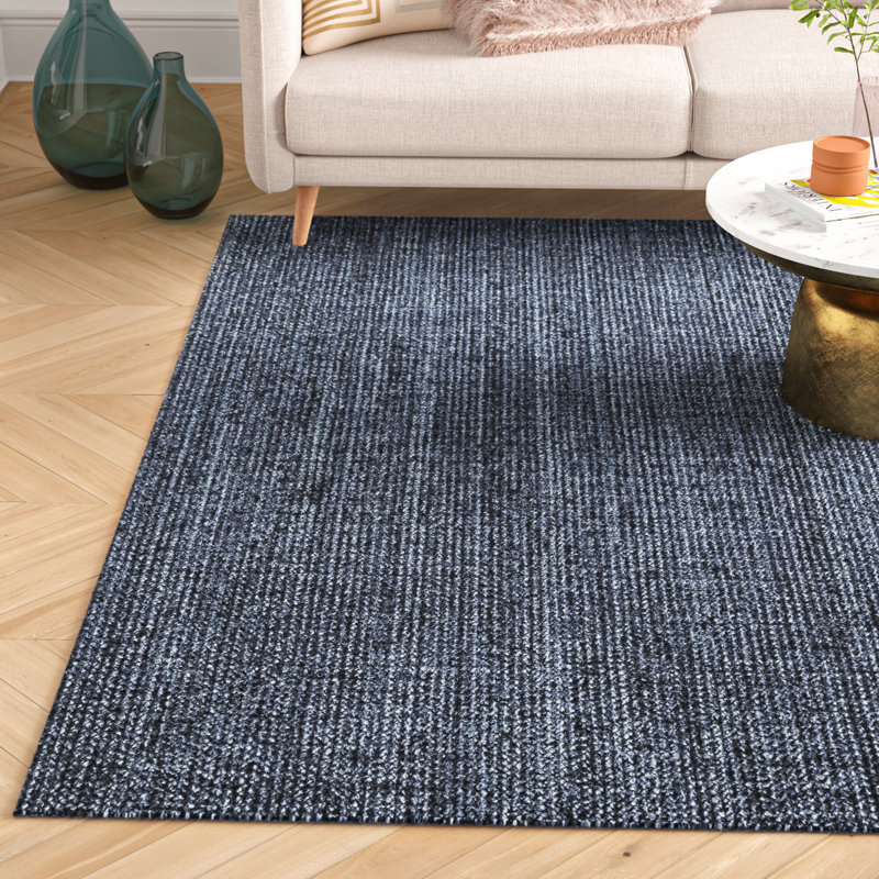 Berowalt Farmhouse Handmade Tufted Jute Navy Rug, Rectangle 9'6" x 13'6"