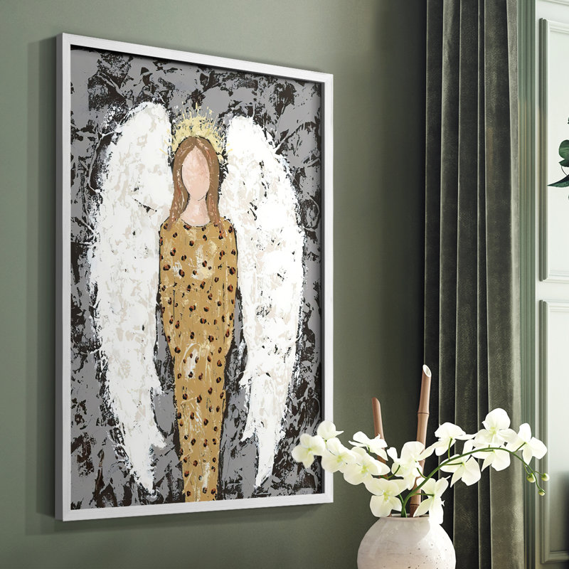 Angels Chacun III, reproduction encadrée - bois massif, Blanc, H 28 po x l 22 po