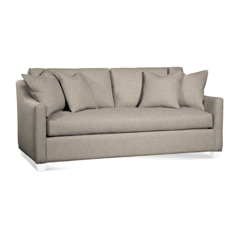 Oliver Sofa, Frost White Finish, Beige Performance Fabric; 0851-73