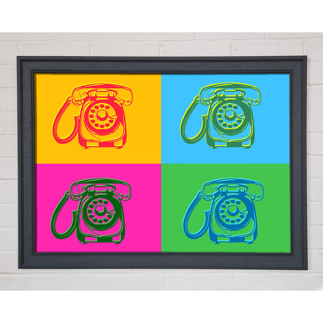 Gerahmtes Wandbild Pop Art Retro Telephones