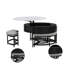 Table basse moderne à plateau relevable avec rangement caché et trois repose-pieds gigognes pour des espaces de vie polyvalents