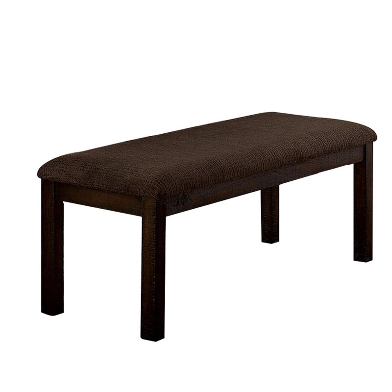 Banc recouverts de tissu d'ameublement, Brun, H 18 po x l 48 po x P 17 po