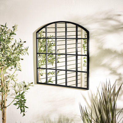 Hickston Gold Medium Arched Window 70x70cm Garden Mirror
