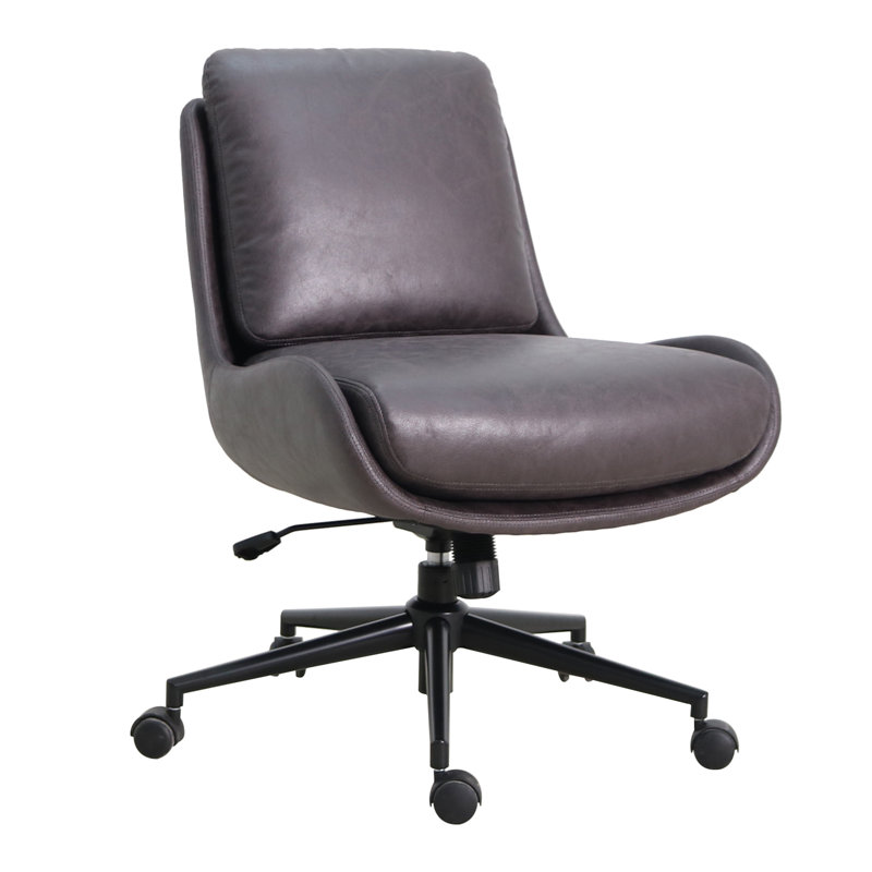 Chaise de travail Ashfan, Similicuir gris anthracite