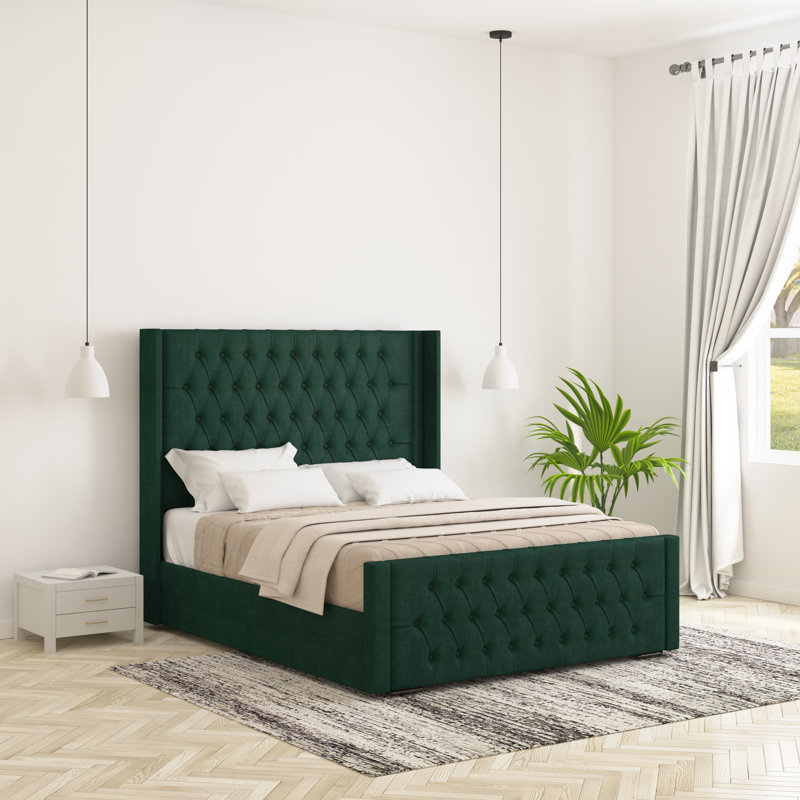Raoul Upholstered Bed Frame, Emerald, Single (3')