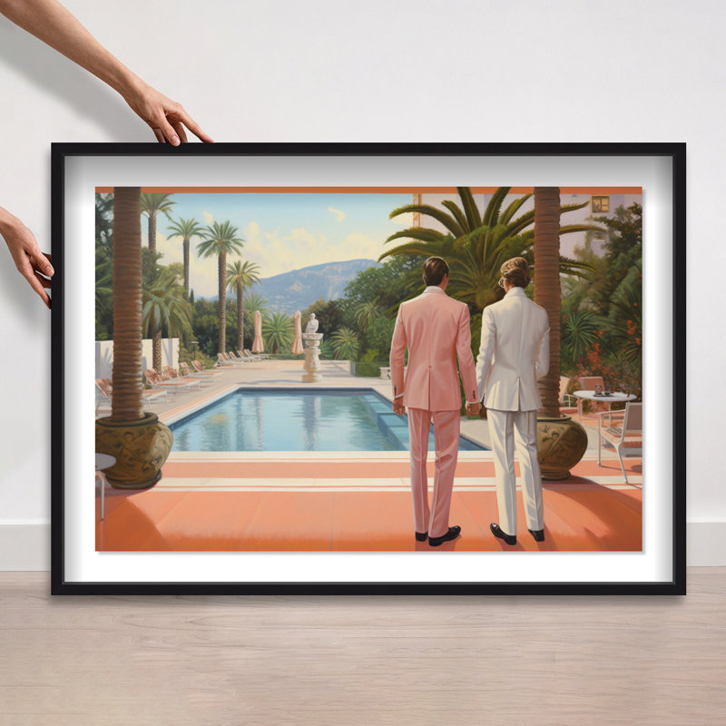 Poolside Romance Duo Shadowbox by Oliver Gal, 25.5" H x 37.5" W, Black