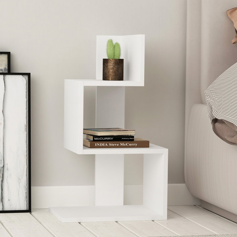 Chambers Modern 3-Tier Side Table, White