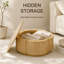 Table d'appoint en bois massif de 80 cm avec rangement pour salon et chambre